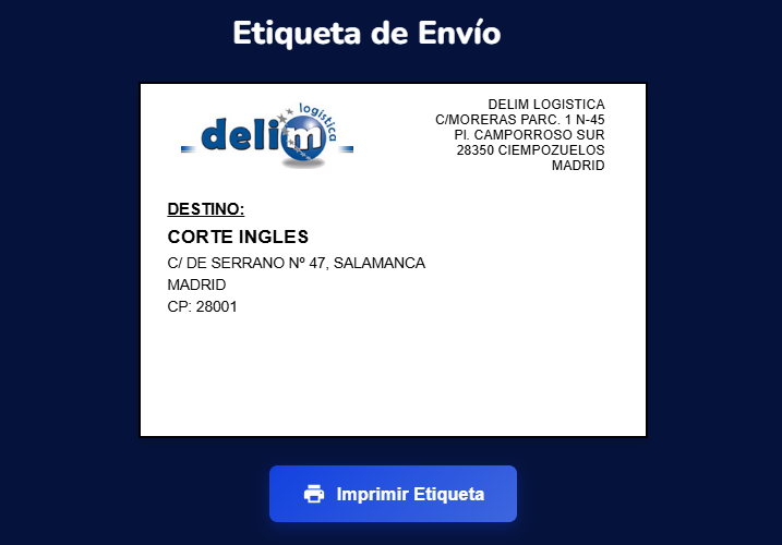 Etiquetas de Envío